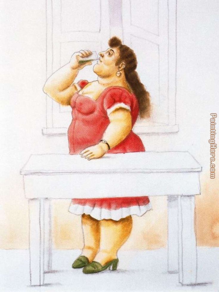 Mujer de pie, bebiendo